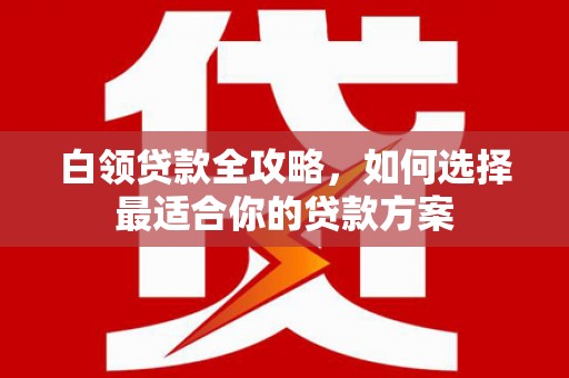 社头白领贷款全攻略，如何选择最适合你的贷款方案